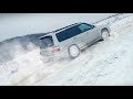 SUBARU КОТОРЫЙ СМОГ.  Скользкий склон на AUDI 100 , TOYOTA CARIB, TOYOTA PRADO