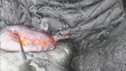 POV Of Geologists Collecting Lava