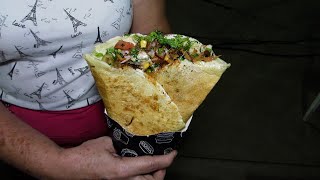 French Crepe with Sun meat and Nutella with Strawberry - Brazilian street food