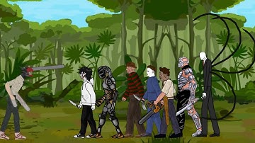 Chainsaw Man vs Slendermen, Freddy Krueger, Michael, Jeff, Predator, Uber Jason, Leatherface - Dc2