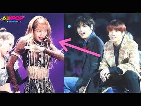 BTS and Blackpink JUNGKOOK & LISA &V Moment Reaction at Music Awards 2020