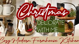 CHRISTMAS DECORATE WITH ME | COZY FARMHOUSE KITCHEN DECORATING IDEAS