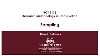 Research Methodology 6: Sampling