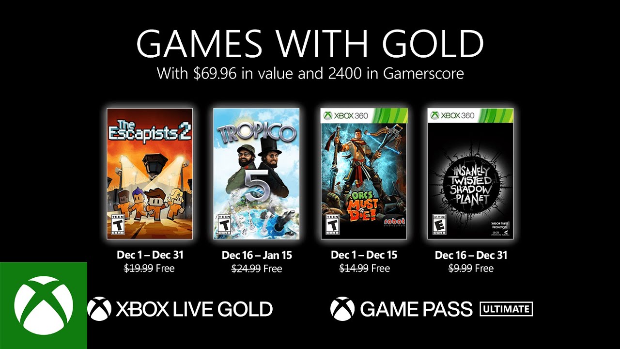 Xbox Live Gold free games for December 2021 announced - Gematsu