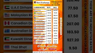 Currency Exchange Rate | Date 20-mAY-2025 #raviexchange #dirham #dollar #euro #rates #bestrates