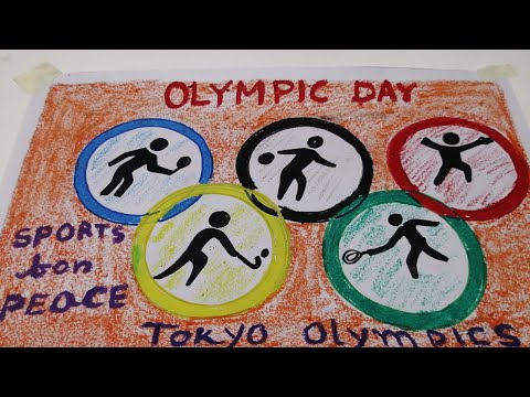 How To Draw The Olympic Rings, World Olympic day drawing, Tokyo Olympics 2020 poster, sport day draw