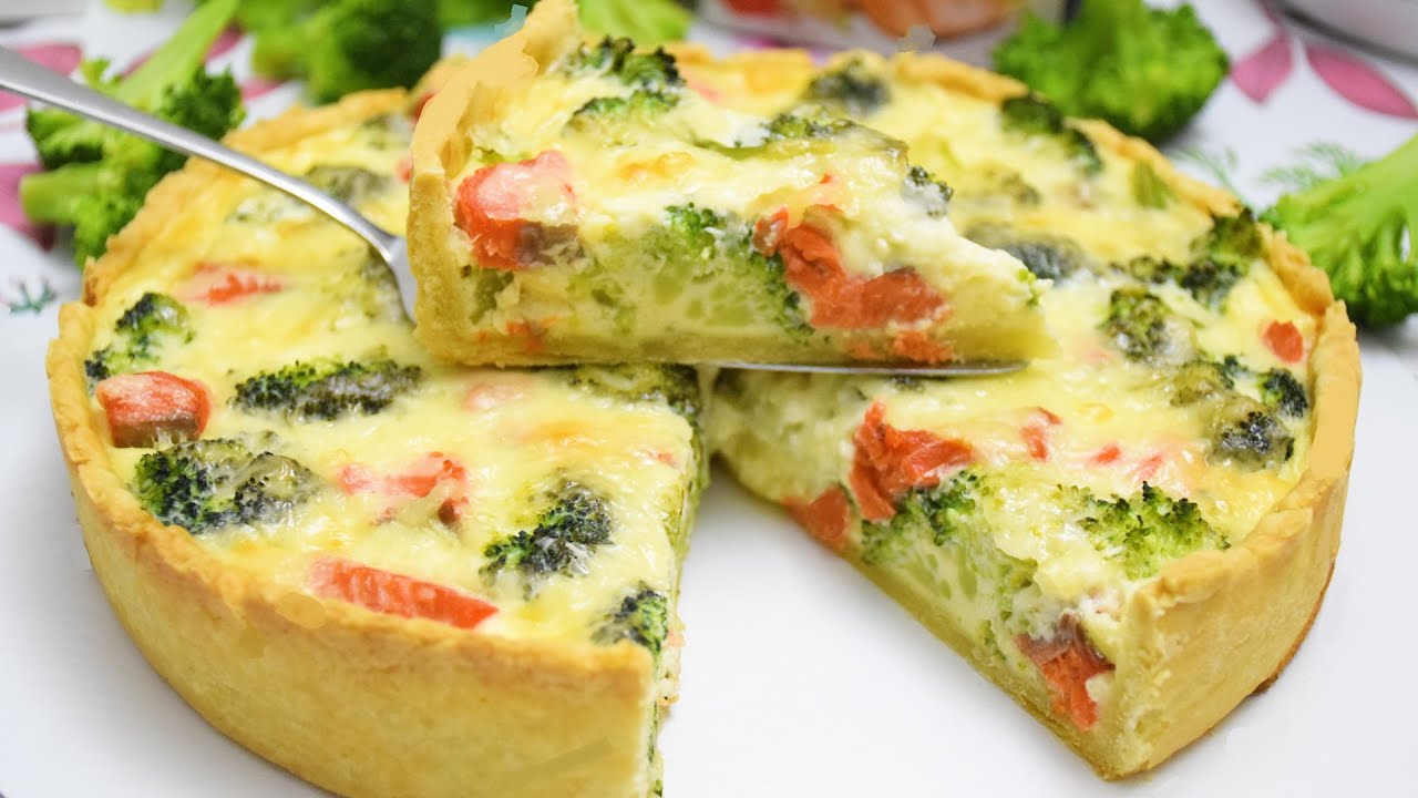 "КИШ" с красной рыбой, брокколи и сыром — Бесподобный французский ...