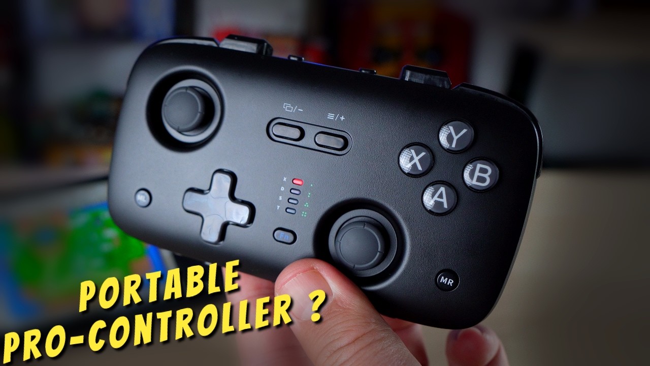 JSAUX Voidjoy SkyLark S1 Pro controller held in front of a Nintendo Switch 2