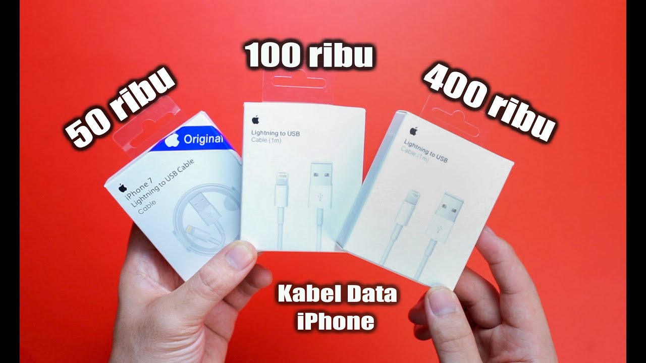 Asli atau Palsu   Packing Box Kabel Charger iPhone Harga 50 ribu vs 100 ribu vs 400 ribu  Part 1