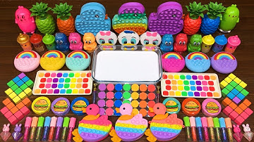 RAINBOW DUCK!!! Mixing random into GLOSSY SLIME!!!Satisfying Slime Video #174
