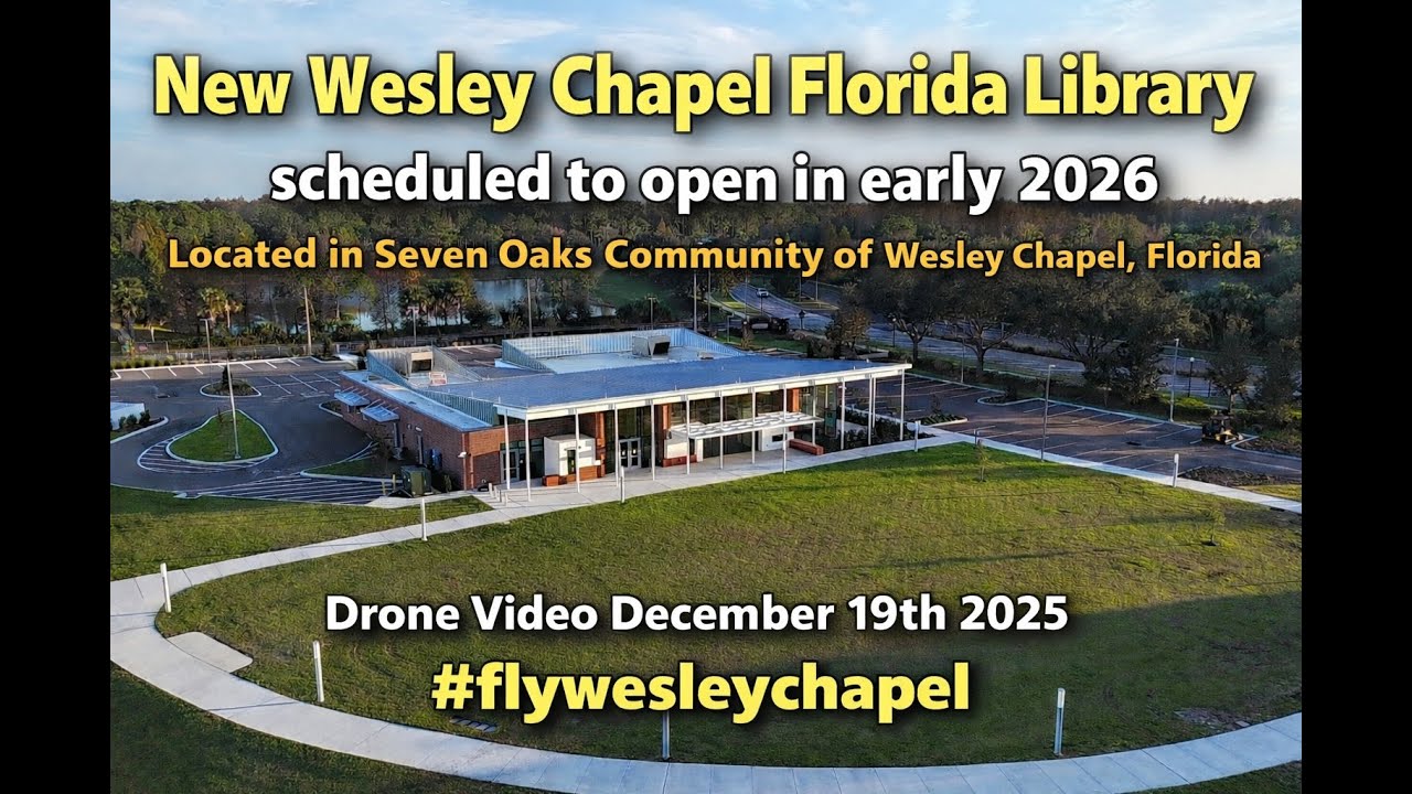 New Wesley Chapel Florida Library Scheduled to Open Early 2026 Drone Video December 19th 2025