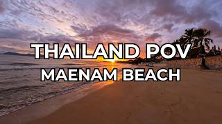 Peaceful Walking Tour at Maenam Beach | Sunrise & Gentle Waves (4K POV) screenshot 5