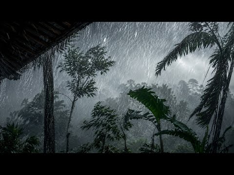 🌧️ SUPER Heavy Rainstorm & Powerful Wind Sounds at Night ⛈️ Fall Asleep Instantly & Sleep Deep