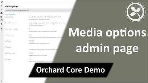 Media options admin page - Orchard Core Demo