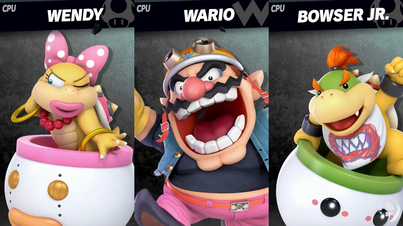Super Smash Bros. Ultimate - Wendy vs Wario vs Bowser Jr. - YouTube