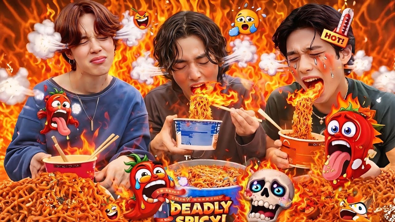 BTS Spicy Eating Challenge (Острая лапша рамен)