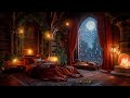 Thunderstorm Haven - Cozy Fireplace Rainy Night in a Castle Room with Cat and Dog