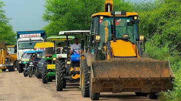Jcb 3dx Loading Mud TATA Tippers Trolley Tractors Swaraj 855 Fe New Holland 3630 Tractor Thar truck