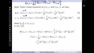 Numerical Differentiation 5 Error Analysis of Three Points Forward Difference