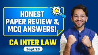 TOUGHEST PAPER IN HISTORY OF ICAI | CA Inter Law | Sept&#39;25 | ICAI | CA Shubham Singhal