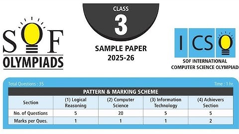 ICSO Computer Science Olympiad Class 3 Sample Paper 2025-26