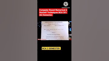 Computer Based Numerical & Statistil Techniques BCA 301 3rd Semester.#BCA