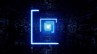 4K Video | Glow Blue Light Stroke Square Sci-fi Tunnel | Vj Loop | No Copyright Background Video