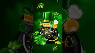 Green St Patricks day flashes gold coin  Animated