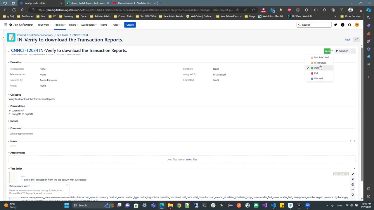 Testcases and Zephyr Scale (Jira) Implementation
