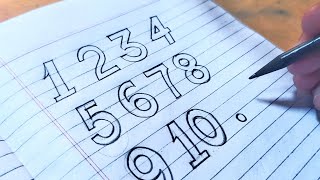 How to draw numbers 1-10 in Bold number using pencil for beginners