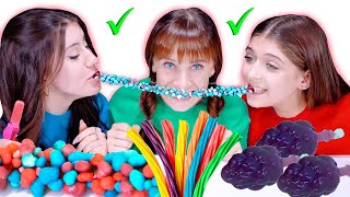 ASMR Guess the Color Food Challenge By LiLiBu (Gummy Candy, Sour, Spicy Food)