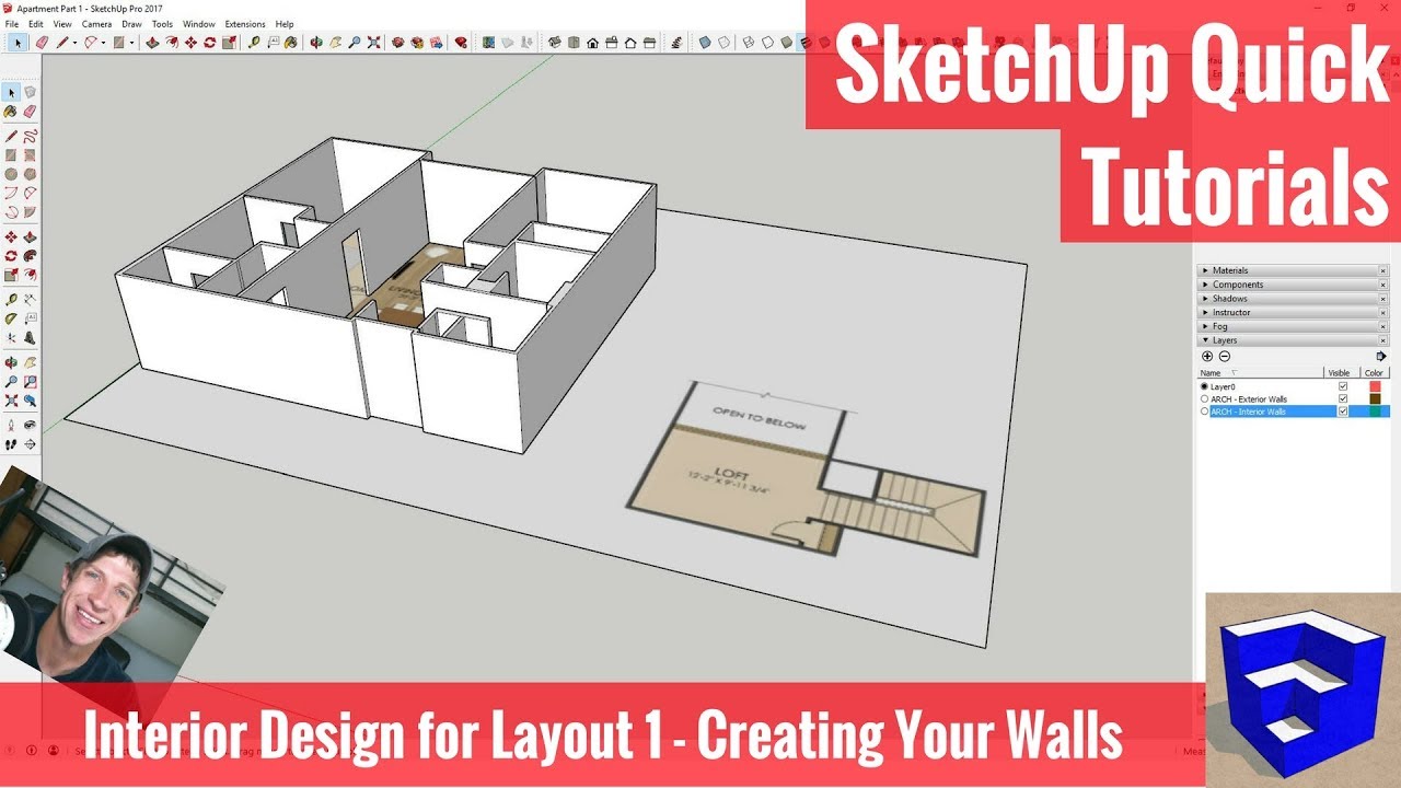 Sketchup Interior Design For Layout 1 Walls From A Floor Plan Image