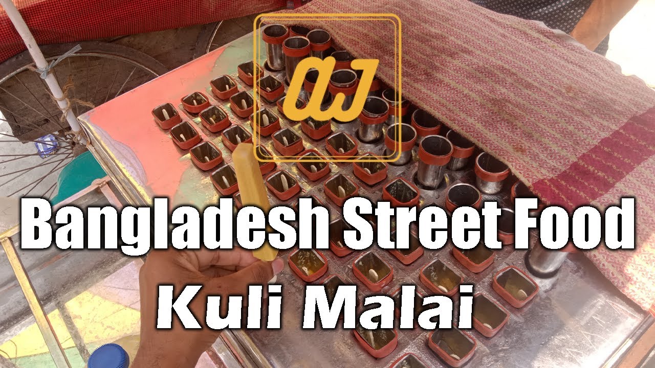 Malai kulfi , Bengali ice cream banana , street food in Bangladesh