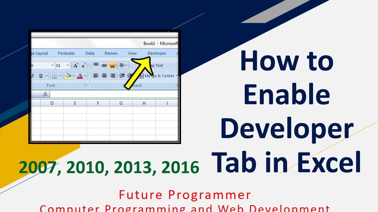 excel developer tab enable