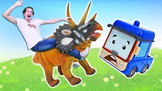 Мультфильмы с игрушками Робокар Поли и его друзья – прятки в музее динозавров! Видео для детей