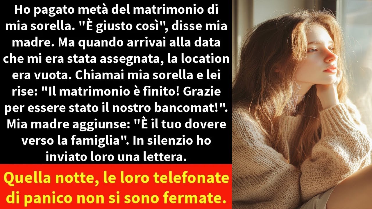 Ho pagato metà del matrimonio di mia sorella. 