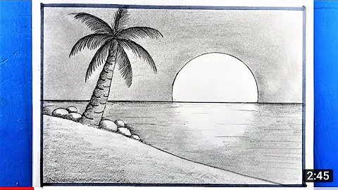 How to Draw sunset sea Beach | Pencil Drawing & Sketching|| Shedding