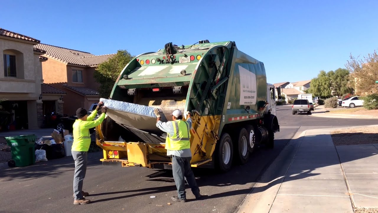 WM McNeilus Rear Loader Chewin' Bulk Trash YouTube