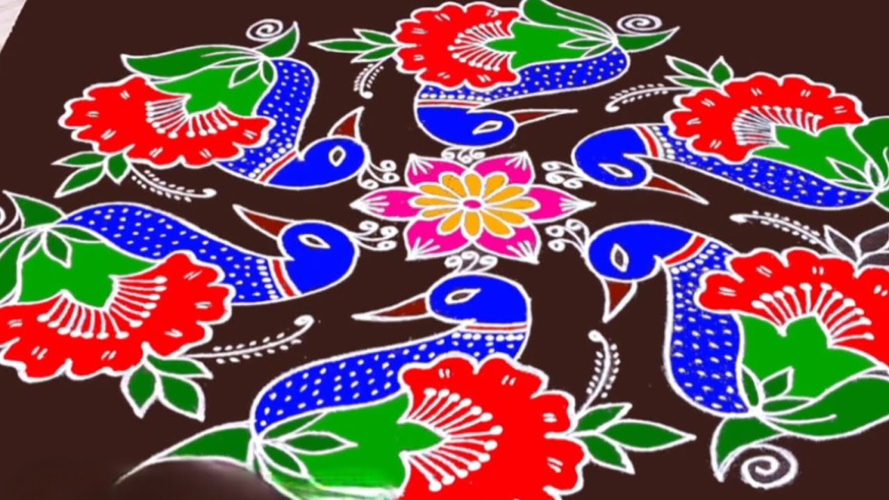 Simple mayil  kolam 15*8 😊# archus family 😊# pls subscribe, like, share 