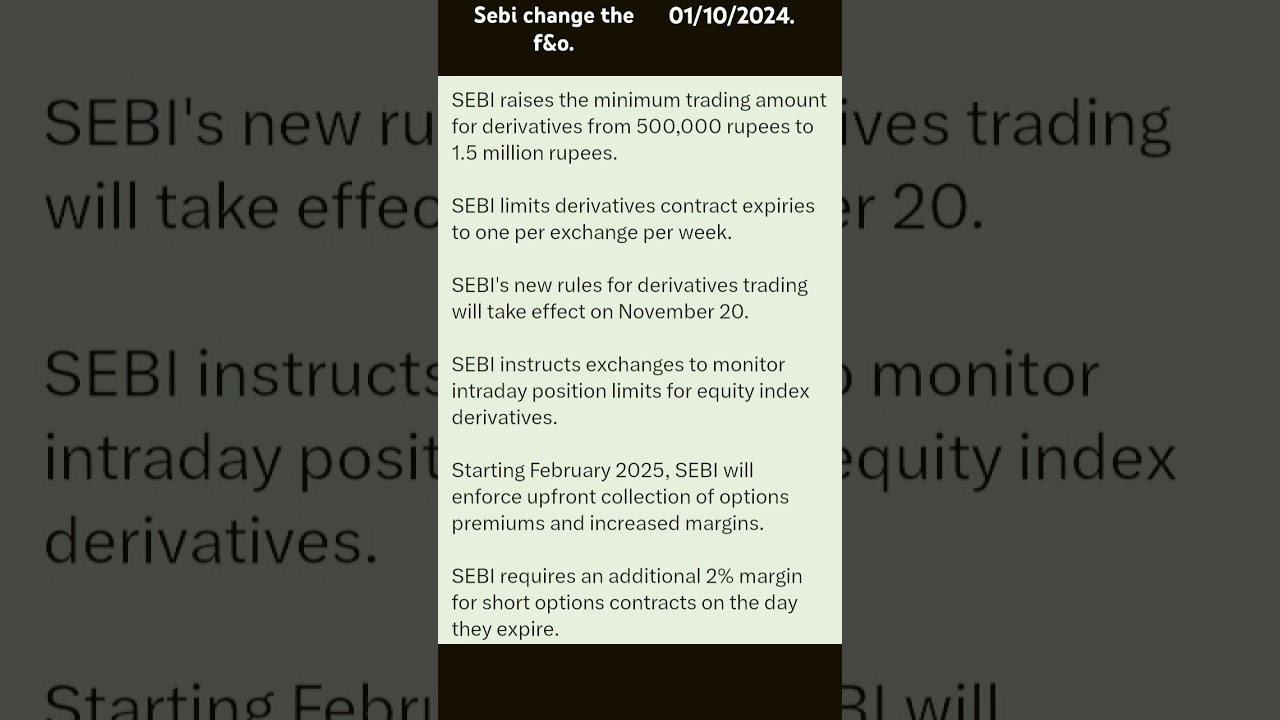 Sebi change the f&o trading rules.