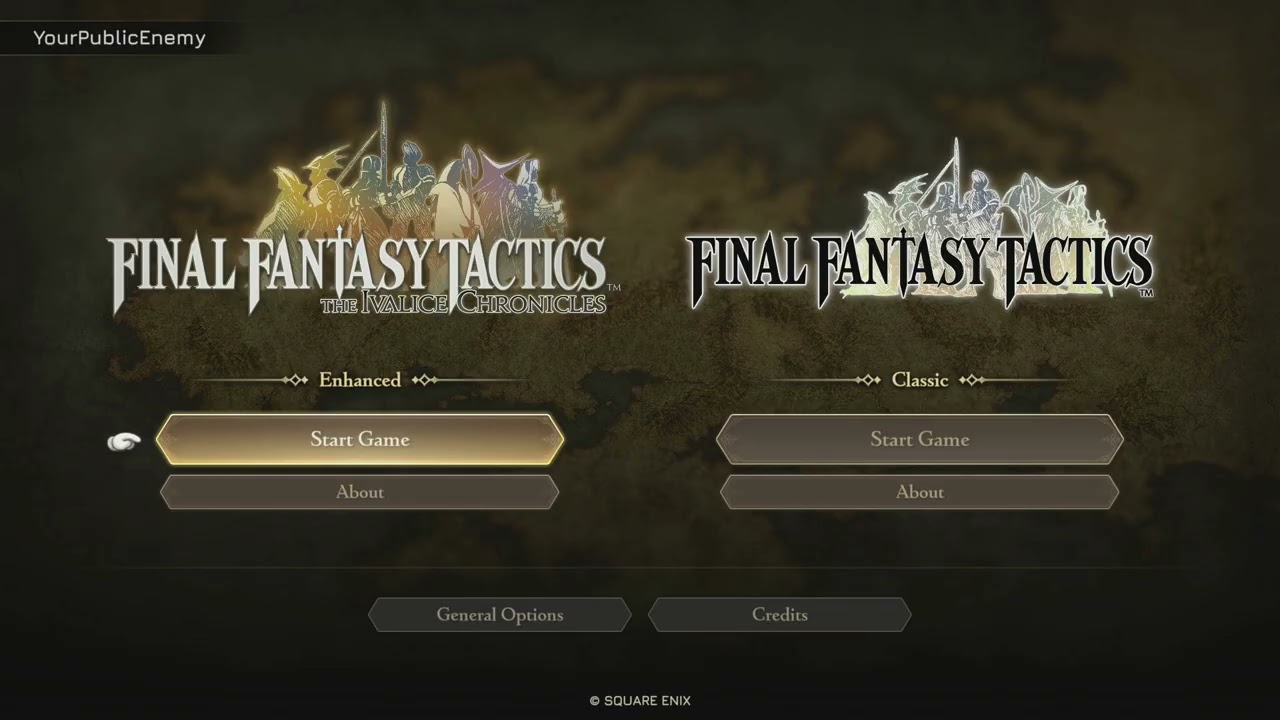 Final Fantasy Tactics: The Ivarice Chronicles - Main Menu / Title Screen with Music