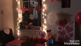 Valentines Day Celebration in USA indian couple, Candle light dinner at home, surprise for husband