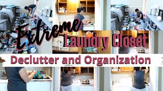 EXTREME LAUNDRY CLOSET DECLUTTER AND ORGANIZATION | CLEAN #WITHME