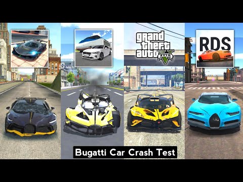 Bugatti Car Crash Test in 3D Driving Class, Extreme Car, Car Simulator 2, Real Driving School, GTA 5