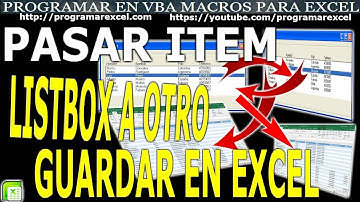 493 ❤️ Como ELIMINAR ITEM al ✅PASAR Datos LISTBOX a OTRO ✅ GUARDAR en EXCEL VBA