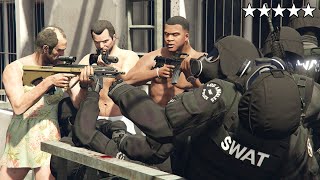 GTA 5 - FIVE STAR SWAT Chase with Michael, Franklin and Trevor! (EPIC Cop Battle)