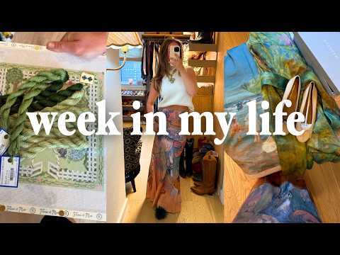 WEEK IN MY LIFE AT HOME 🏡🌷📖 needlepoint projects, recent reads & backyard makeover plans