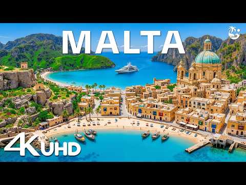 [4K] Malta 🇲🇹 Blue Lagoon, Limestone Coast & Mediterranean Sea Views