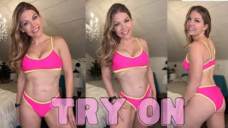 Stunning Pink & Yellow Bikini Try-On | OYOANGLE Women's 2 Piece Bikini Set Review