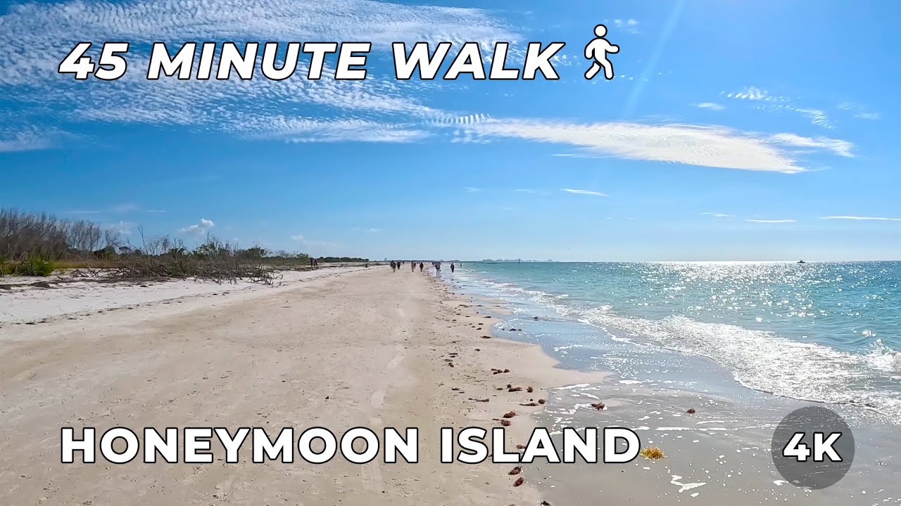 4K Beach Walk Honeymoon Island | 45 Minutes of Relaxing Gulf Coast Scenery